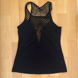 Black Mesh Racerback Tank Top